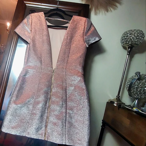 Express Pink Metallic Short Sleeve Dress Sz 8 - Picture 12 of 12